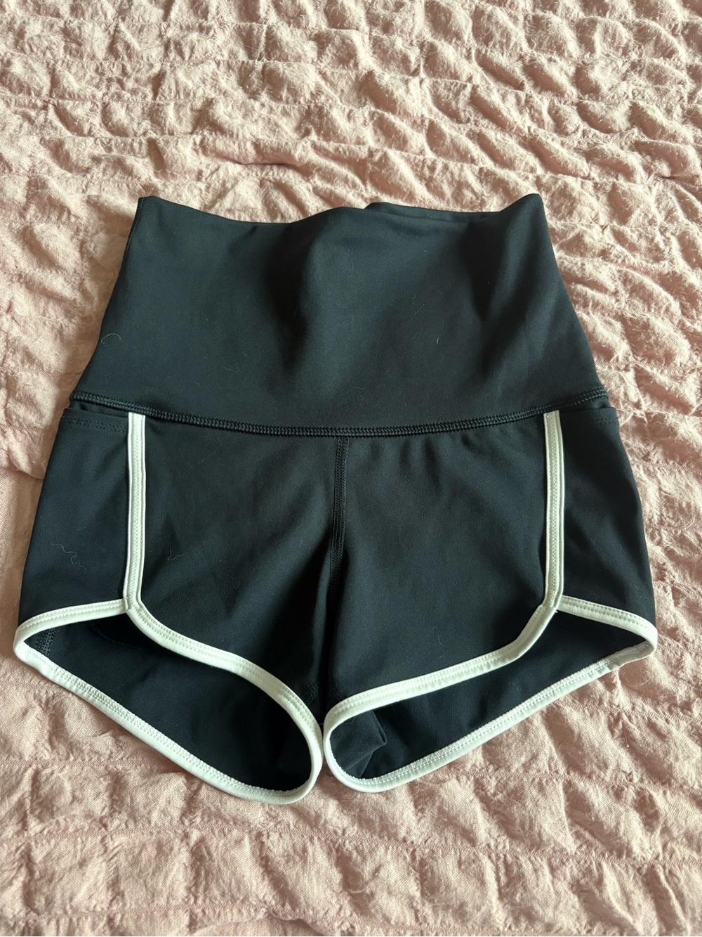 Free People Movement Black High-Waist Athletic Shorts with White Trim